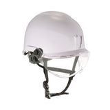 Skullerz 8974V Class E Safety Helmet with 8991 Clear Visor Kit, 6-Point Ratchet Suspension, One Size Fits Most, White - 602-15