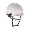 Skullerz 8974V Class E Safety Helmet with 8991 Clear Visor Kit, 6-Point Ratchet Suspension, One Size Fits Most, White - 602-15