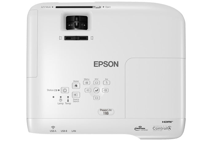 Epson PowerLite 118 3LCD XGA Classroom Projector W/Dual HDMI, 3800 Lumens - V11HA03020