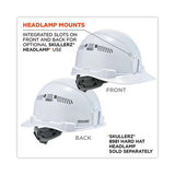 Skullerz 8972 Class C Hard Hat Cap Style, Vented, 4-Point Standard Ratchet Suspension, One Size Fits Most (6.5 to 8), White - 60144