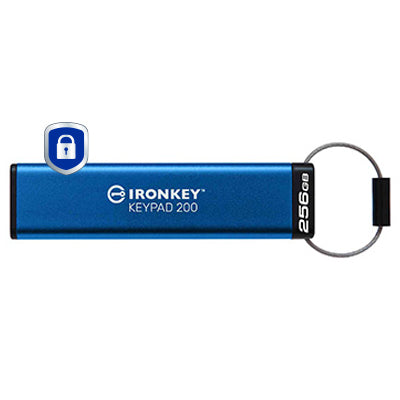 Kingston Technology IronKey 256GB Keypad 200, FIPS 140-3 Lvl 3 AES-256 Encrypted - IKKP200/256GB