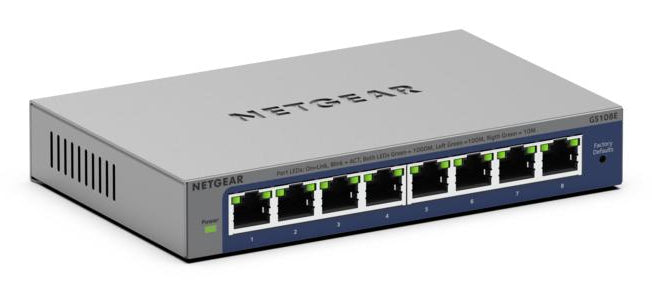 NETGEAR GS108E-400NAS network switch Unmanaged L2/L3 Gigabit Ethernet (10/100/1000) Grey - GS108E-400NAS