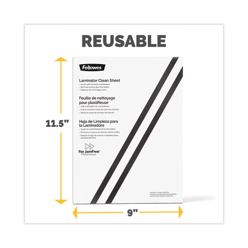 FELLOWES Laminator Cleaning Sheets, 3 to 10 mil, 8.5" x 11", White, 10/Pack - 5320603