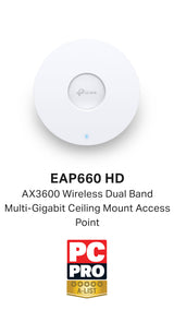TP-Link Omada AX3600 Wireless Dual Band Multi-Gigabit Ceiling Mount Access Point - EAP660 HD