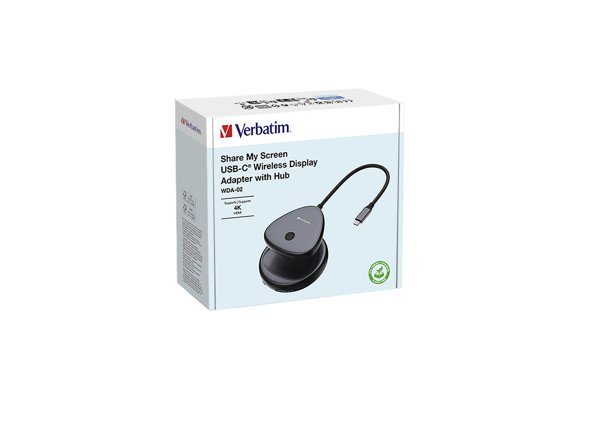 Verbatim Share My Screen USB-C Wireless Display Adapter 4K with Hub WDA-02 - 32147
