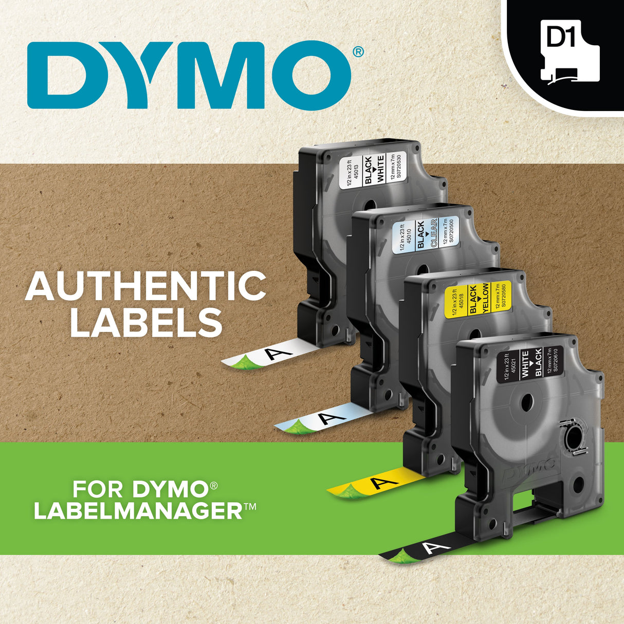 DYMO Authentic D1 Durable Labels | Black Print on Red Tape | 12 mm x 3 m | Labelling Tape for LabelManager Label Makers - 1978366