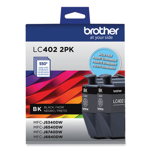 BROTHER  Ink, 550 Page-Yield, Black, 2/Pack - LC4022PKS