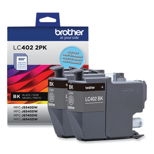BROTHER  Ink, 550 Page-Yield, Black, 2/Pack - LC4022PKS