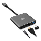 3-in-1 USB-C Multi-Port TAA Compliant Docking Station, HDMI, USB-C, USB 3 A+PD, Black/Gray - AUH-4010