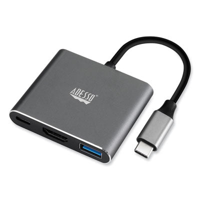 3-in-1 USB-C Multi-Port TAA Compliant Docking Station, HDMI, USB-C, USB 3 A+PD, Black/Gray - AUH-4010