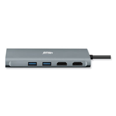 9-in-1 USB Type-C Docking Station, 2 HDMI/3 USB C/SD and TF Slot/RJ45, Gray/Black - AUH-4040