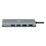 9-in-1 USB Type-C Docking Station, 2 HDMI/3 USB C/SD and TF Slot/RJ45, Gray/Black - AUH-4040