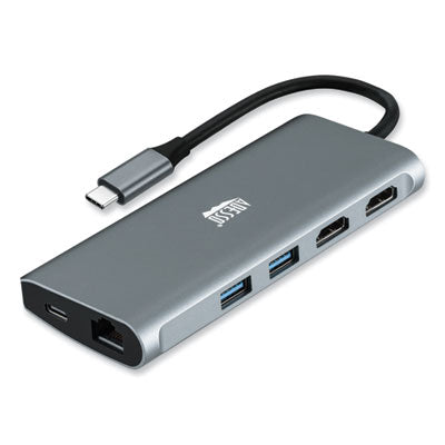 9-in-1 USB Type-C Docking Station, 2 HDMI/3 USB C/SD and TF Slot/RJ45, Gray/Black - AUH-4040