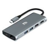9-in-1 USB Type-C Docking Station, 2 HDMI/3 USB C/SD and TF Slot/RJ45, Gray/Black - AUH-4040