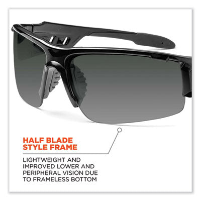 Skullerz Dagr Safety Glasses, Black Half Frame, Smoke Single Anti-Fog Lens - 52033