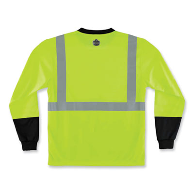 GloWear 8291BK Type R Class 2 Black Front Long Sleeve T-Shirt, Small, Lime - 22702 C2G