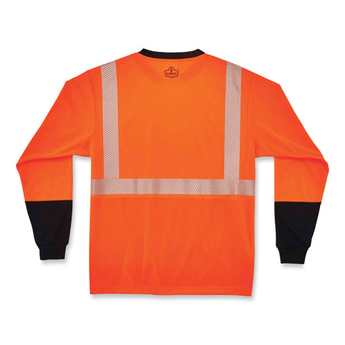 C2G GloWear 8281BK Class 2 Long Sleeve Shirt with Black Bottom, Polyester, 5X-Large, Orange - 22689