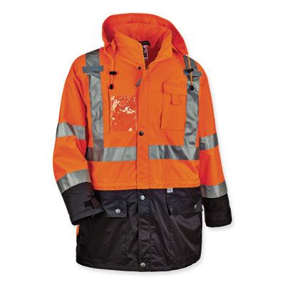 GloWear 8386 Class 3 Hi-Vis Outer Shell Jacket, Polyester, Small, Orange - 25462