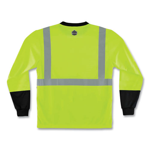 C2G GloWear 8291BK Type R Class 2 Black Front Long Sleeve T-Shirt, Polyester, 3X-Large, Lime - 22707