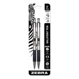 F-301 Ballpoint Pen, Retractable, Fine 0.7 mm, Black Ink, Stainless Steel/Black Barrel, 2/Pack - 27112 LEGRAND