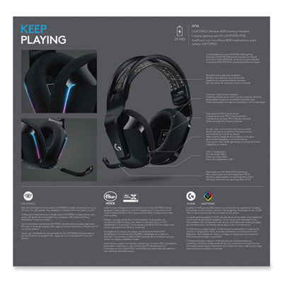 G733 LIGHTSPEED Wireless Gaming Binaural Over The Head Headset, Black - 981-000863