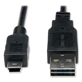 Universal Reversible USB 2.0 Cable, Reversible A to 5-Pin Mini B (M/M), 6 ft, Black - UR030-006