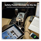 EATON PowerVerter Ultra-Compact Car Inverter, 400 W, Two AC Outlets/Two USB Ports, 3.1 A - PV400USB