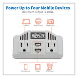 EATON PowerVerter Ultra-Compact Car Inverter, 400 W, Two AC Outlets/Two USB Ports, 3.1 A - PV400USB
