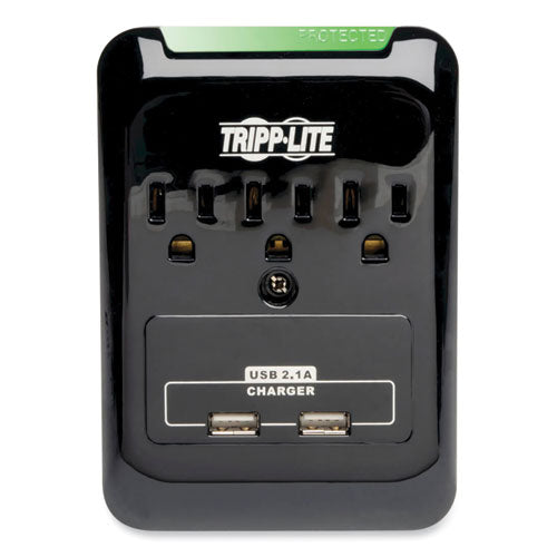 EATON Protect It! Surge Protector, 3 AC Outlets/2 USB Ports, 540 J, Black - SK30USB