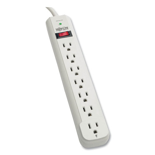 EATON Protect It! Surge Suppressor, 7 AC Outlets, 6 ft Cord, 1,080 J, Light Gray - STRIKER