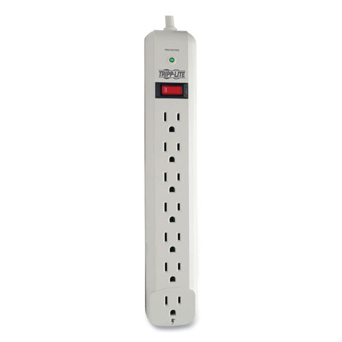 EATON Protect It! Surge Suppressor, 7 AC Outlets, 6 ft Cord, 1,080 J, Light Gray - STRIKER