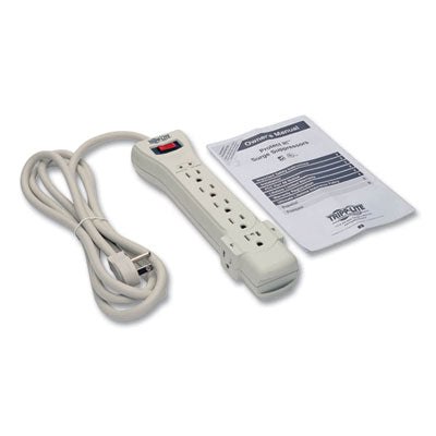 Protect It! Surge Suppressor, 7 AC Outlets, 7 ft Cord, 2,160 J, Light Gray - SUPER7