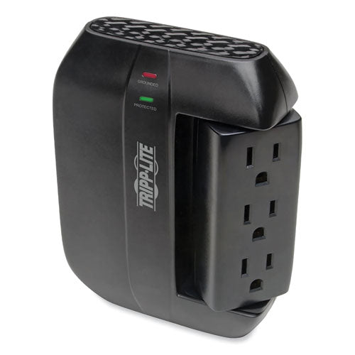 EATON Swivel6 Six-Outlet, Direct Plug-in Surge Suppressor, 6 AC Outlets, 1,500 J, Black - SWIVEL6