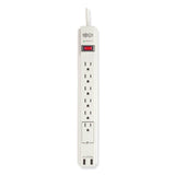 EATON Protect It! Surge Suppressor, 6 AC Outlets/2 USB Ports, 6 ft Cord, 990 J, Cool Gray - TLP606USB