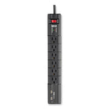EATON Protect It! Surge Suppressor, 6 AC Outlets/2 USB Ports, 8 ft Cord, 1,080 J, Black - TLP608RUSBB