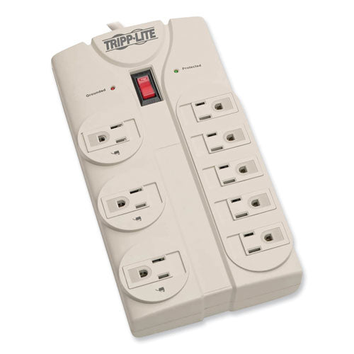EATON Protect It! Surge Suppressor, 8 AC Outlets, 8 ft Cord, 1,440 J, Light Gray - TLP808