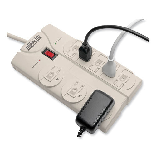 EATON Protect It! Surge Suppressor, 8 AC Outlets, 8 ft Cord, 1,440 J, Light Gray - TLP808