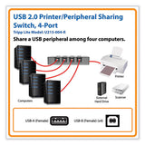 EATON USB 2.0 Printer/Peripheral Sharing Switch, 4 Ports - U215-004-R