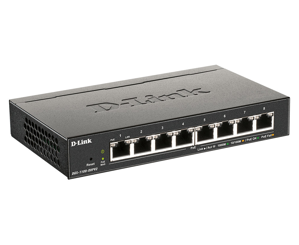 D-Link 8-Port PoE Gigabit Smart Managed Switch - DGS-1100-08PV2 D-LINK