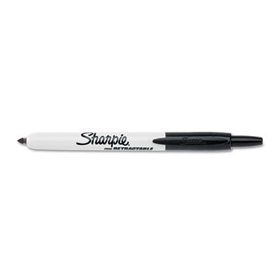 Retractable Permanent Marker, Fine Bullet Tip, Black - 32701