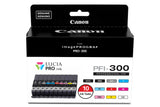 Canon (PFI-300) Pigment 10 Color Ink Tank Pack (14.4ml) (Includes: 1 of each: PFI-300 Matte Black, Photo Black, Cyan, Magenta, Yellow, Photo Cyan, Photo Magenta, Gray, Red, Chroma Optimizer) - 4192C007 CANON