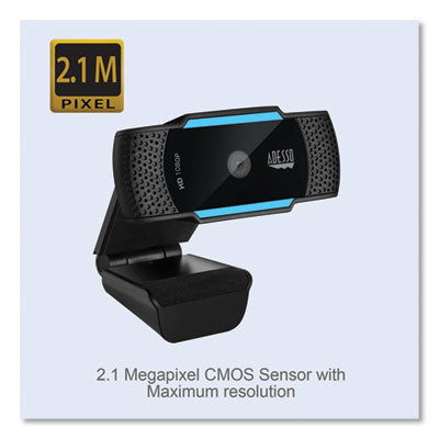 CyberTrack H5 1080P HD USB AutoFocus Webcam with Microphone, 1920 pixels x 1080 pixels, 2 Mpixels, Black - Cybertrack H5