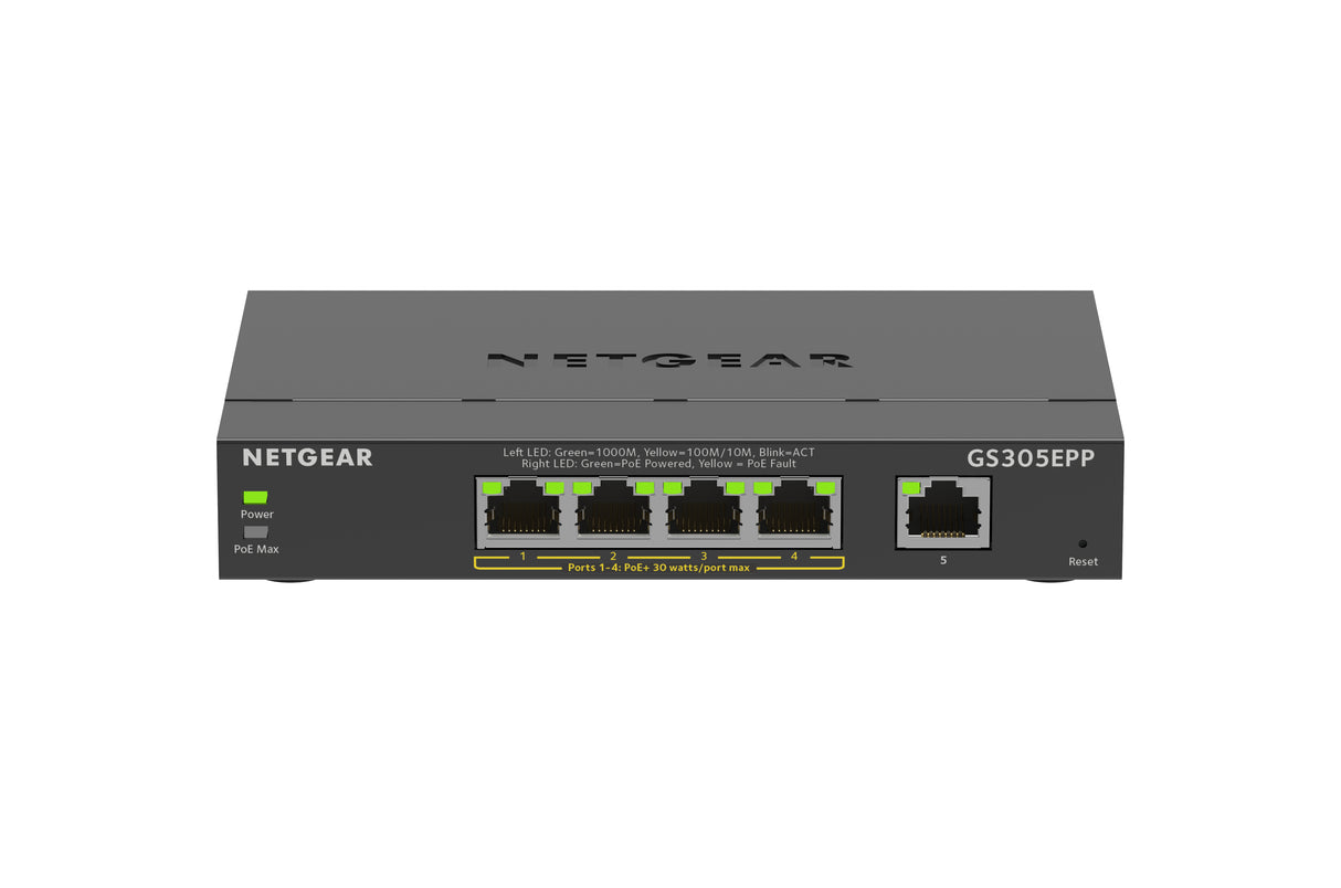 NETGEAR 5 Port PoE Gigabit Ethernet Plus Switch (GS305EPP) - GS305EPP-100NAS