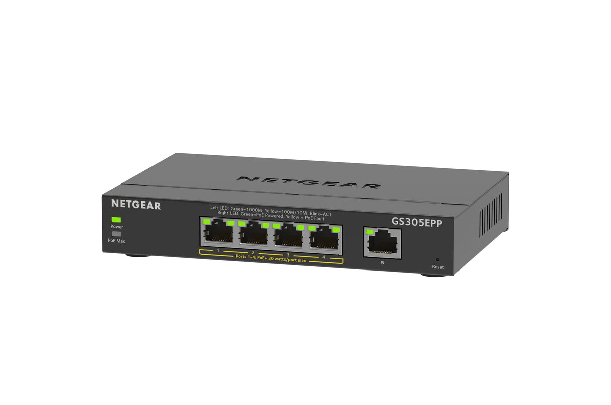 NETGEAR 5 Port PoE Gigabit Ethernet Plus Switch (GS305EPP) - GS305EPP-100NAS