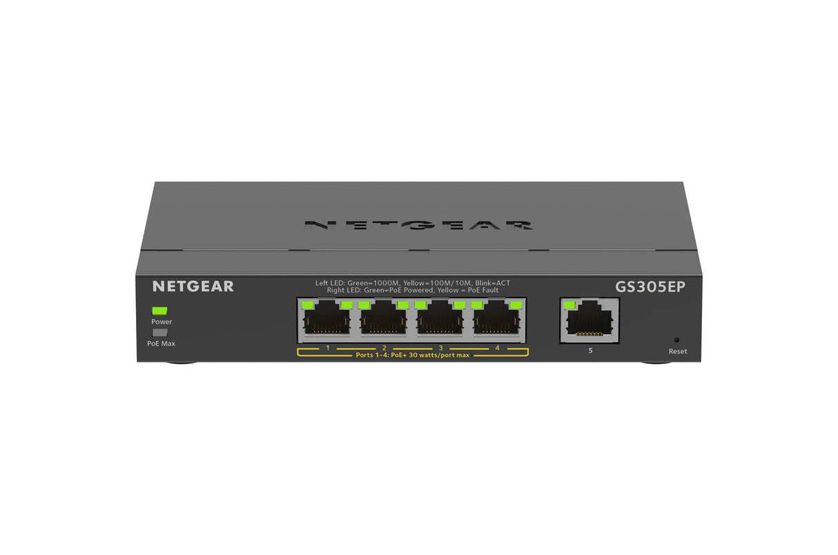 NETGEAR 5 Port PoE Gigabit Ethernet Plus Switch (GS305EP) - GS305EP-100NAS