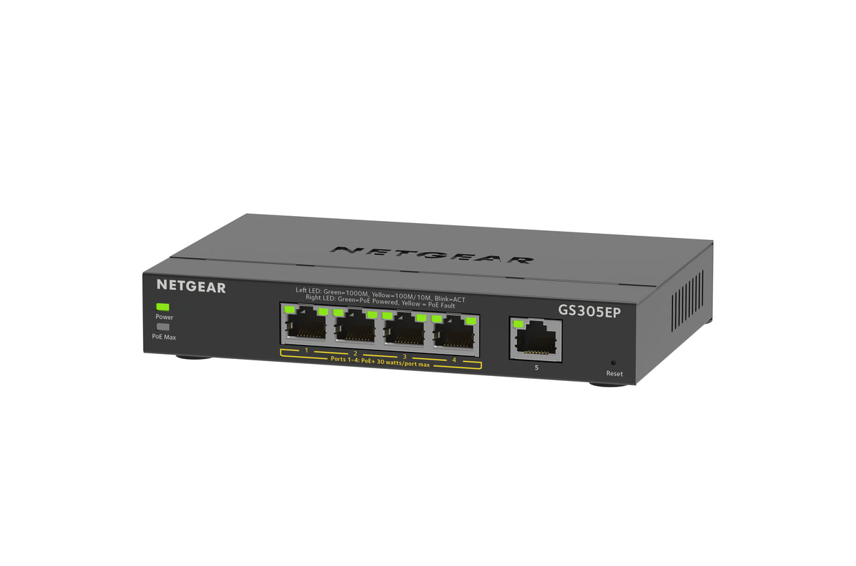 NETGEAR 5 Port PoE Gigabit Ethernet Plus Switch (GS305EP) - GS305EP-100NAS