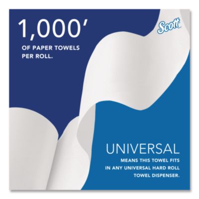 Essential High Capacity Hard Roll Towels for Business, 1-Ply, 8" x 1,000 ft, 1.5" Core, Recycled, White, 6 Rolls/Carton - 01005 LEGRAND