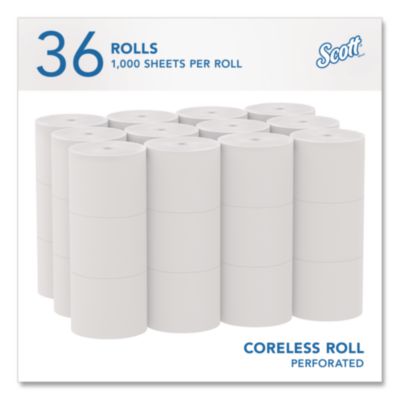 Essential Coreless SRB Bathroom Tissue, Septic Safe, 2-Ply, White, 1,000 Sheets/Roll, 36 Rolls/Carton - 04007 C2G