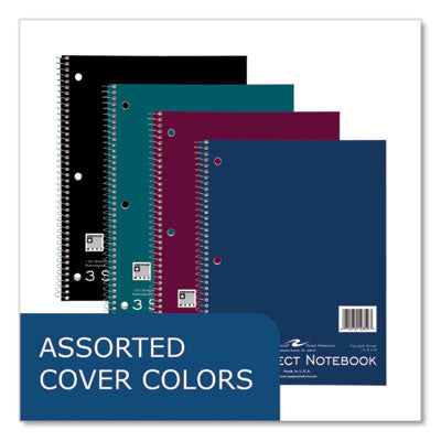 Subject Wirebound Notebook, 3-Subject, Medium/College Rule, Assorted Cover Colors, (120) 10.5 x 8 Sheets, 24/Carton - 10359 C2G