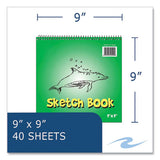Kids Sketch Notepad, Green Cover, Unruled, (40) White 9 x 9 Sheets, 12/Carton - 52509
